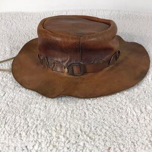 Brown Leather Outback Hat